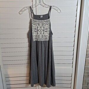 Old Navy Grey Shift Dress Size M Cross Stitch Pattern Tank Dress Coverup Beach